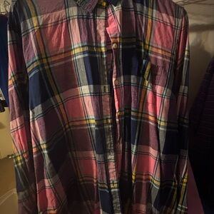 Old Navy Womens Vibrant Plaid Button-Down Shirt